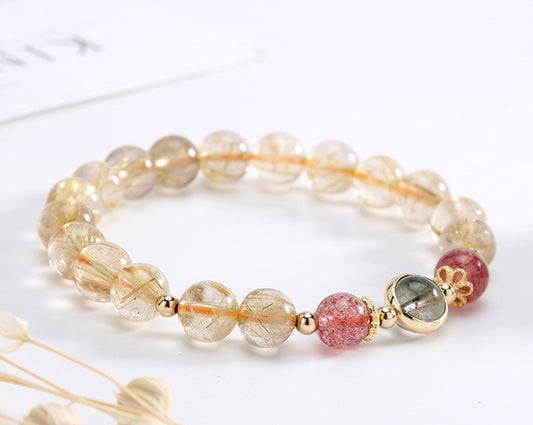 Strawberry Quartz Crystal Bracelet – Attract Love, Boost Energy & Style